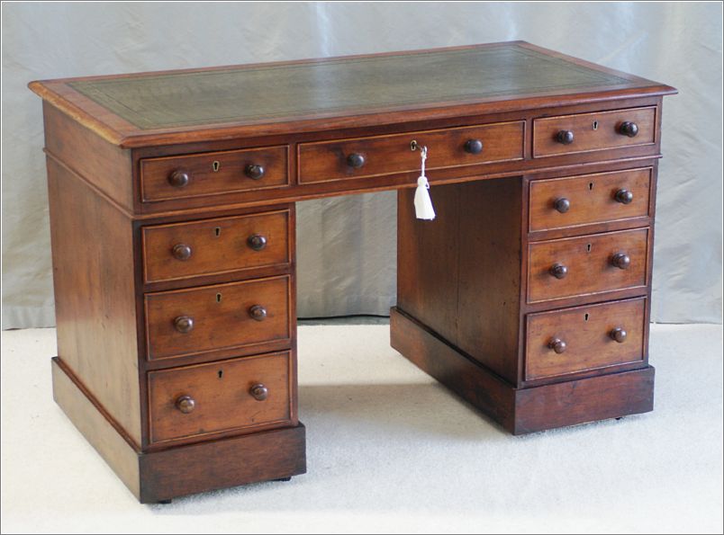 2041 Antique Small Mahogany Pedestal Desk (4)